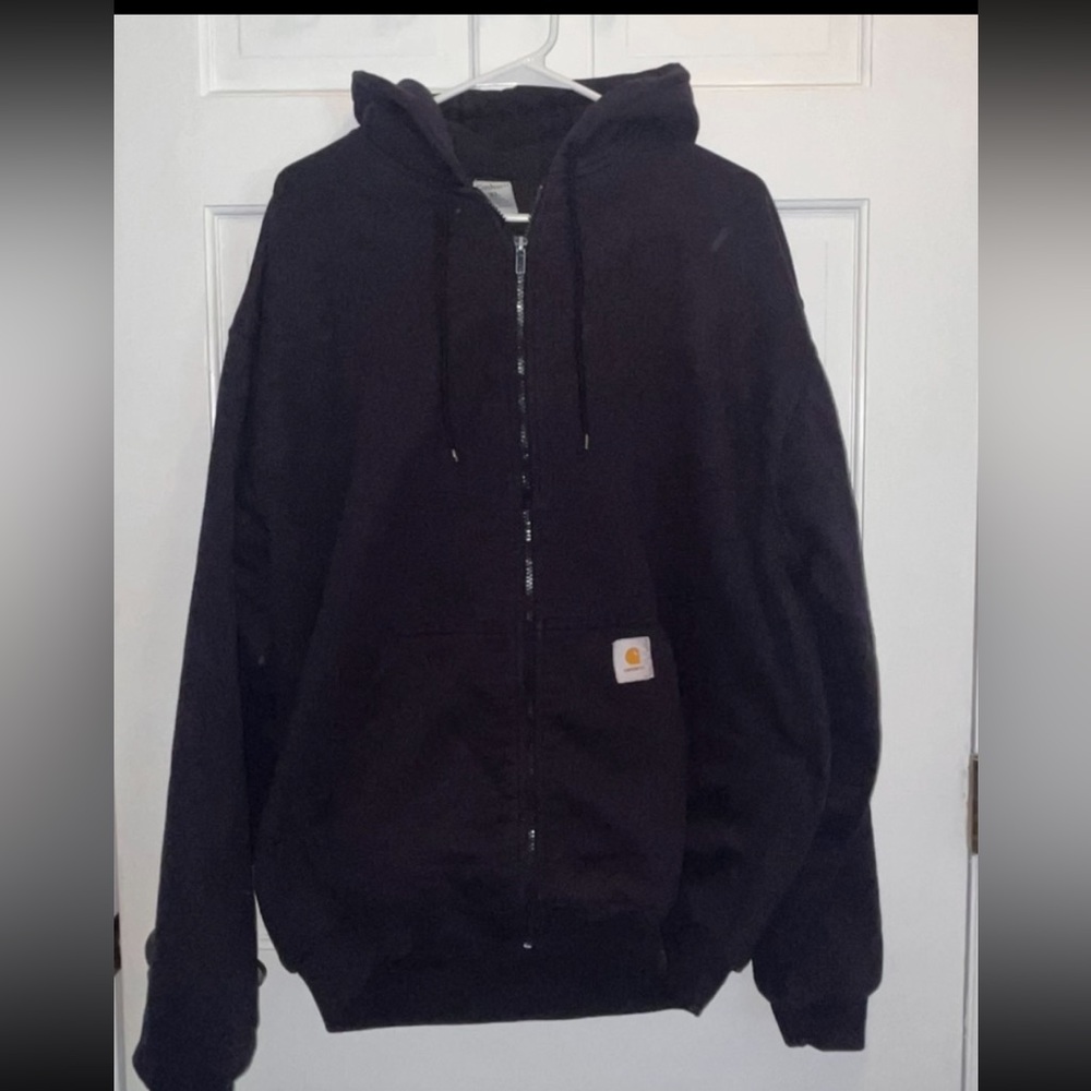 Carhartt: Lined & Hooded Full Zip Jacket: Size XL Navy Blue (Looks Gray W/flash)